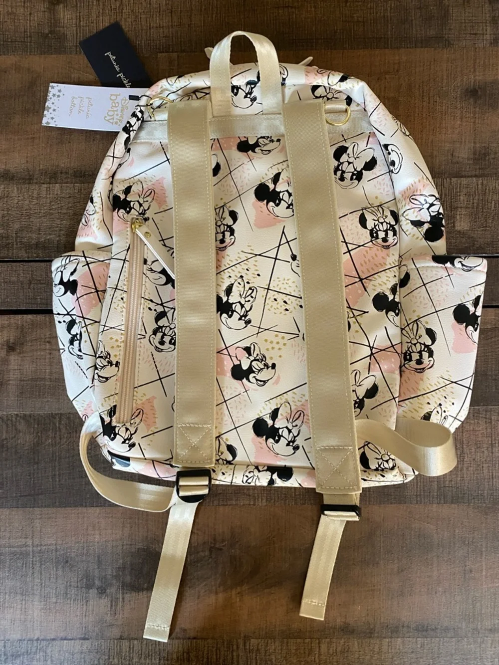 Petunia Pickle Bottom Cream and Pink Minnie Mouse Diaper Backpack